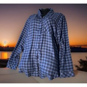 Torrid Plaid Blue Button Up Shirt  Blouse Women's Size 3 long Sleeves NWT